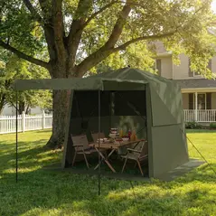 Outsunny Pop Up Gazebo Waterproof Instant Shelter with Awning Mesh Windows for Camping Patio 2 x 2 m, Army Green - 2