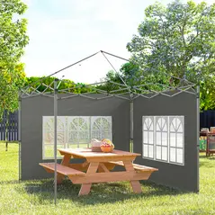 Outsunny Gazebo Side Panels, Sides Replacement with Window for 3x3(m) or 3x4m Pop Up Gazebo, 2 Pack, Dark Grey - 8