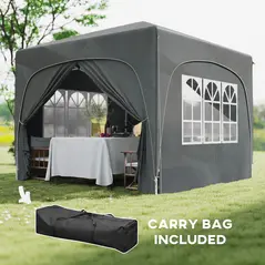 Outsunny 3 x 3m Pop-Up Gazebo Shelter, with Accessories - Dark Grey - 7