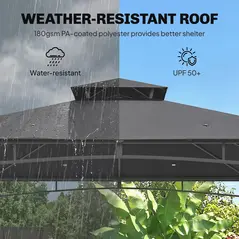 Outsunny 3 x 3 m Gazebo, Garden Gazebo with 2-Tier Roof, Metal Frame, Dark Grey - 4