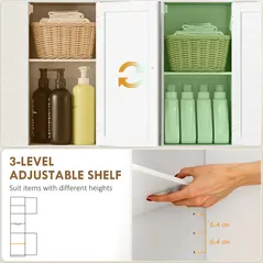 HOMCOM Slim Bathroom Storage Cabinet, with Sensor Lights - White - 6
