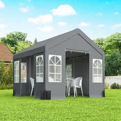 Outsunny 3 x 3 m Party Tent, Outdoor Canopy Tent Shelter with Removable Sidewalls, 4 Zipped Doors, for Parties, Wedding, Grey - 9