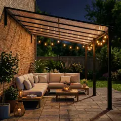 Outsunny 4 x 3 m Metal Lean-to Pergola, Wall-Mounted Garden Pergola with Polycarbonate Roof and Metal-Aluminium Frame, Heavy Duty Hardtop Gazebo for Outdoor Patios, BBQ, Brown - 8