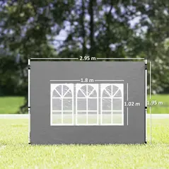Outsunny Gazebo Side Panels, Sides Replacement with Window for 3x3(m) or 3x4m Pop Up Gazebo, 2 Pack, Dark Grey - 3