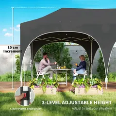 Outsunny 3 x 6m Pop Up Gazebo Shelter with Sides, 6 Sandbags, Peak Top Garden Party Tent Marquee with Carry Bag, Dark Grey - 9