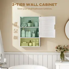 HOMCOM Bathroom Cabinet, Wall Mounted Storage Cabinet with Adjustable Shelves, 40 x 20 x 60 cm, White - 4