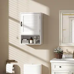 HOMCOM Bathroom Cabinet, Wall Mounted Storage Cabinet with Adjustable Shelves, 40 x 20 x 60 cm, White - 2