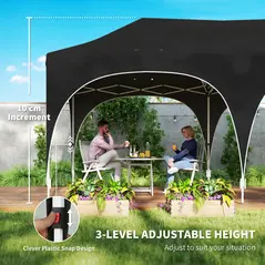 Outsunny 3 x 6m Pop Up Gazebo Shelter with Sides, 6 Sandbags, Peak Top Garden Party Tent Marquee with Carry Bag, Black - 9