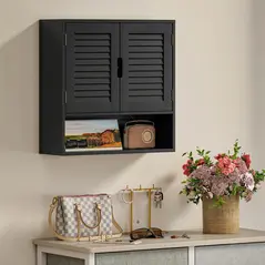 HOMCOM Bathroom Cabinet, Wall Mounted Storage Cabinet with Adjustable Shelves, 60 x 20 x 60 cm, Black - 9