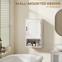 HOMCOM Bathroom Cabinet, Wall Mounted Storage Cabinet with Adjustable Shelves, 40 x 20 x 60 cm, White - 6