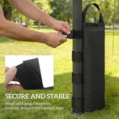 Outsunny 8 Pack Gazebo Sand Weights Bags, 40 kg 600D Heavy Duty Sand Bags Sandbags for Canopy Tent Legs, Without Sand, Black - 5