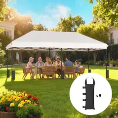 Outsunny 8 Pack Gazebo Sand Weights Bags, 40 kg 600D Heavy Duty Sand Bags Sandbags for Canopy Tent Legs, Without Sand, Black - 2