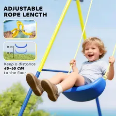 AIYAPLAY 4-in-1 Kids Swing Set with Saucer Swing, Basketball Hoop and Football Goal, Outdoor Playground Playset for Garden - 6