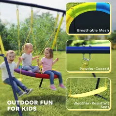 AIYAPLAY Kids Swing Set with Double Swings, Outdoor Playset with Adjustable Ropes, Metal Frame for Ages 3-8, 150kg Capacity - 7