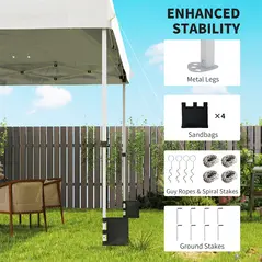 Outsunny 3 x 3 m Pop Up Gazebo with Wheels, UPF50+ One-Touch Outdoor Garden Party Tent Marquee Wedding Awning Canopy, White - 7