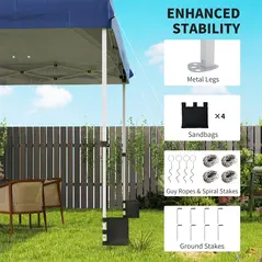 Outsunny 3 x 3 m Pop Up Gazebo with Wheels, UPF50+ One-Touch Outdoor Garden Party Tent Marquee Wedding Awning Canopy, Dark Blue - 7