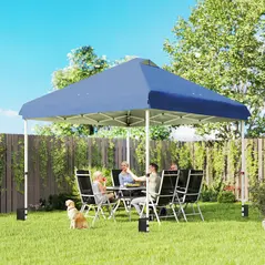 Outsunny 3 x 3 m Pop Up Gazebo with Wheels, UPF50+ One-Touch Outdoor Garden Party Tent Marquee Wedding Awning Canopy, Dark Blue - 2