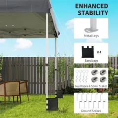 Outsunny 3 x 3 m Pop Up Gazebo with Wheels, UPF50+ One-Touch Outdoor Garden Party Tent Marquee Wedding Awning Canopy, Dark Grey - 7
