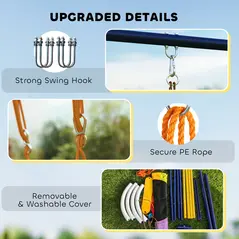 AIYAPLAY Kids Swing Set with Double Swings, Outdoor Playset with Adjustable Ropes, Metal Frame for Ages 3-8, 150kg Capacity - 8
