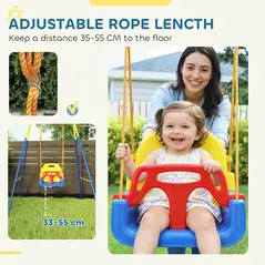 AIYAPLAY 3 in 1 Toddler Swing Set, Folding Child Swing Set with Seat Belt, Adjustable Seat for Outdoor Indoor, Blue - 5