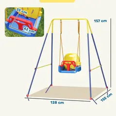AIYAPLAY 3 in 1 Toddler Swing Set, Folding Child Swing Set with Seat Belt, Adjustable Seat for Outdoor Indoor, Blue - 3