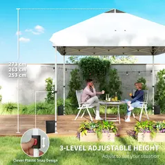 Outsunny 3 x 3 m Pop Up Gazebo with Wheels, UPF50+ One-Touch Outdoor Garden Party Tent Marquee Wedding Awning Canopy, White - 8