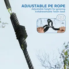AIYAPLAY Tree Swing Seat, 120cm Kids Saucer Swing with Adjustable Ropes and Tree Straps, 300kg Capacity, Multicolour - 6