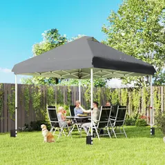 Outsunny 3 x 3 m Pop Up Gazebo with Wheels, UPF50+ One-Touch Outdoor Garden Party Tent Marquee Wedding Awning Canopy, Dark Grey - 2