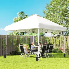 Outsunny 3 x 3 m Pop Up Gazebo with Wheels, UPF50+ One-Touch Outdoor Garden Party Tent Marquee Wedding Awning Canopy, White - 2