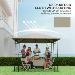 Outsunny 3 x 3(m) Gazebo Canopy Replacement, for 01-0867 - Light Grey - 6