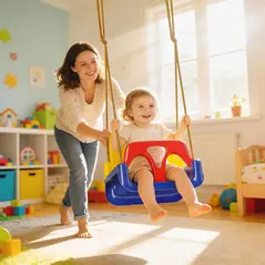 Outsunny 3 in 1 Detachable Kids Swing Seat with Seatbelt, Adjustable Rope for Indoor, Outdoor, Dark Blue - 9