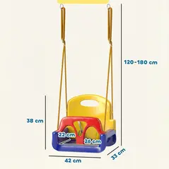 Outsunny 3 in 1 Detachable Kids Swing Seat with Seatbelt, Adjustable Rope for Indoor, Outdoor, Dark Blue - 3