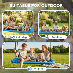 AIYAPLAY Nest Swing with Adjustable Ropes and Tree Straps, Basket Swing for Kids, 300KG Capacity for Indoor Outdoor, Blue - 7