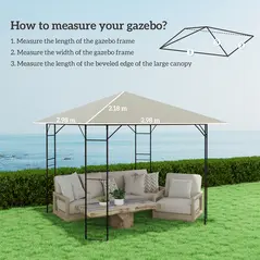 Outsunny 3 x 3(m) Gazebo Canopy Replacement, for 01-0867 - Light Grey - 3