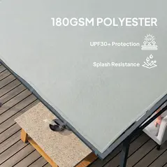 Outsunny 2.4 x 2.4 m Wall Mounted Pergola Gazebo with PA Coating Fabric, Metal Frame, UPF30+, Lean to Garden Gazebo, Light Grey - 4