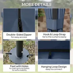 Outsunny 3 x 3(m) Patio Gazebo Canopy Garden Pavilion Tent Shelter Marquee with 2 Tier Roof, Netting and Curtains, Dark Blue - 5