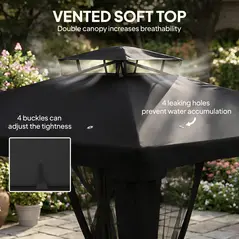 Outsunny 3 x 3 m Metal Gazebo, Garden Pavillion, Double Roof Outdoor Canopy Shelter with Mesh Sidewalls, Black - 5