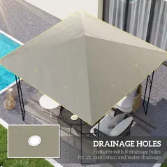 Outsunny 3 x 3(m) Gazebo Canopy Replacement, for 01-0867 - Light Grey - 4