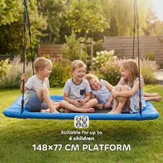 AIYAPLAY Nest Swing with Adjustable Ropes and Tree Straps, Basket Swing for Kids, 300KG Capacity for Indoor Outdoor, Blue - 5
