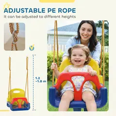 Outsunny 3 in 1 Detachable Kids Swing Seat with Seatbelt, Adjustable Rope for Indoor, Outdoor, Dark Blue - 5