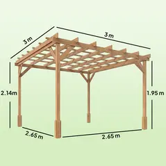 Outsunny 3 x 3 m Wooden Pergola Kit, Decorative Garden Gazebo Shelter with Stable Structure for Climbing Vines, Dark Brown - 3