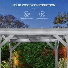 Outsunny 3 x 3 m Wooden Pergola Kit, Decorative Garden Gazebo Shelter with Stable Structure for Climbing Vines, Grey - 4