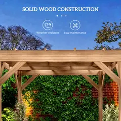 Outsunny 3 x 3 m Wooden Pergola Kit, Decorative Garden Gazebo Shelter with Stable Structure for Climbing Vines, Dark Brown - 4