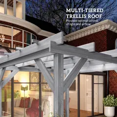 Outsunny 2 x 2m Wooden Pergola Kit, Decorative Garden Gazebo Shelter with Stable Structure for Climbing Vines, Flowers, Grey - 5