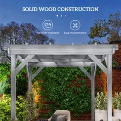 Outsunny 2 x 2m Wooden Pergola Kit, Decorative Garden Gazebo Shelter with Stable Structure for Climbing Vines, Flowers, Grey - 4