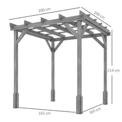 Outsunny 2 x 2m Wooden Pergola Kit, Decorative Garden Gazebo Shelter with Stable Structure for Climbing Vines, Flowers, Grey - 3