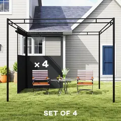 Outsunny 4 Pack Replacement Gazebo Curtains Privacy Panel for Most 3 x 3 m Gazebo, Outdoor Shelter Sidewalls, Dark Grey - 4