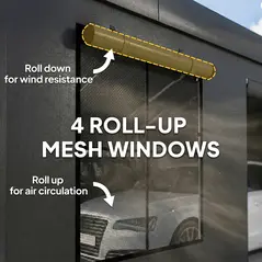Outsunny 3 x 6 m Heavy Duty Carport, Portable Garage Car Canopy Tent with Galvanised Frame, Doors, Windows, Dark Grey - 5