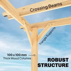 Outsunny 3 x 3 m Wooden Pergola Kit, Garden Pergola Gazebo Arch with Trellis for Climbing Vines, Flowers, Nature Wood Finish - 5