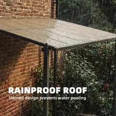 Outsunny 3.6 x 3 m Lean to Garden Pergola with PC Roof, Aluminium Frame Hardtop Gazebo Pergola with Drainage Gutters, Dark Grey - 5